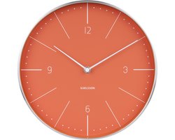 Wall clock Normann numbers orange, brushed case
