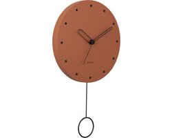 Wall clock Studs pendulum wood burned orange