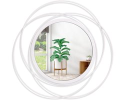 Wall Mirror Modern Metal Frame Art Circle Mirror for Wall Decorative Home Living Room Balcony Bedroom Bathroom Hallway Farmhouse Entrance White 16 Inch