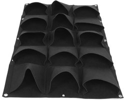 Wall Mounted Plant Growth Bag - Vertical Hanging Plant Bag - Indoor Outdoor Decoratie - Zwart - 15 Pockets