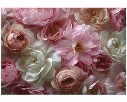WALLARENA - Behang 150x105 cm - Fotobehang - Vliesbehang - pioenrozen en natuur - voor slaapkamer en woonkamer - halfmatte afwerking
