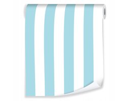 WALLARENA - Behang - Breedte 50 cm - blauw gestreept patroon - Geschikt voor woonkamers, slaapkamers en kinderkamers - 10m