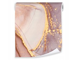 WALLARENA - Behang - Breedte 50 cm - Marmer, imitatiegoud - Geschikt voor woonkamers, slaapkamers en hallen - 10m