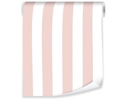 WALLARENA - Behang - Breedte 50 cm - Roze Strepen - Geschikt voor kinderkamers - 10m