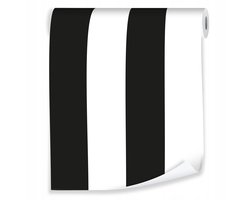 WALLARENA - Behang - Breedte 50 cm - zwart-witte strepen - Geschikt voor woonkamers, slaapkamers en kantoren - 10m