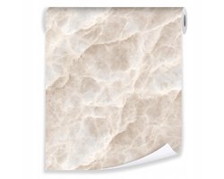 WALLARENA - Behang op rol - 50x1000 cm - beige marmerprint - glad halfmat vliesbehang voor woonkamer en slaapkamer