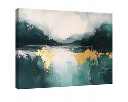 WALLARENA - Canvas schilderij - 100x70 cm - abstract goud voor slaapkamer woonkamer keuken