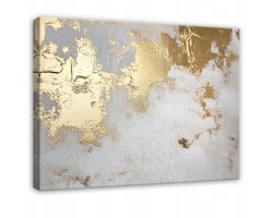 WALLARENA - Canvas schilderij - 100x70 cm - abstracte gouden muurdecoratie voor woonkamer, slaapkamer en keuken