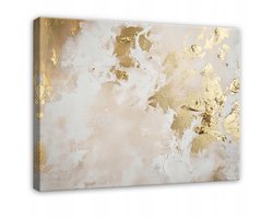 WALLARENA - Canvas schilderij - 40x30 cm - abstracte kunst met gouden accenten voor woonkamer, slaapkamer en keuken