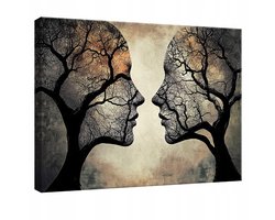 WALLARENA - Canvas schilderij - 40x30 cm - afbeelding van een vrouw met een boom voor de slaapkamer, woonkamer en keuken