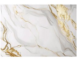 WALLARENA - Fotobehang - 150x105 cm - Fototapete van wit marmer met goud voor slaapkamer en salon, vliesbehang