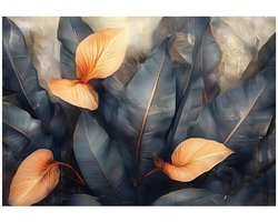WALLARENA - Fotobehang - 200x140 cm - Betonnen bladeren natuur fototapet voor slaapkamer en salon van vliesbehang