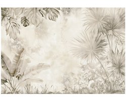 WALLARENA - Fotobehang - 200x140 cm - Bladeren jungle beton slaapkamer woonkamer vliesbehang