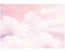 WALLARENA - Fotobehang - 200x140 cm - fototapete voor meisjes met roze wolken en een blauwe lucht