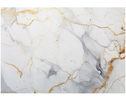 WALLARENA - Fotobehang - 200x140 cm - marmer goud wit grijs steen slaapkamer salon behang
