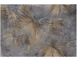 WALLARENA - Fotobehang - 250x175 cm - Behang met bladeren op beton in beige voor slaapkamer en woonkamer