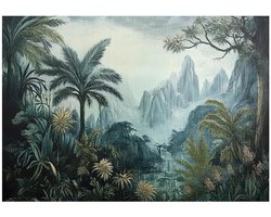 WALLARENA - Fotobehang - 350x250 cm - Jungle landschap met bergen voor slaapkamer en salon, vliesbehang