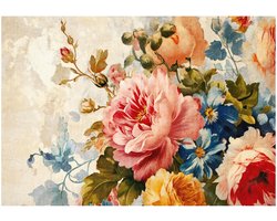 WALLARENA - Fotobehang - 400x280 cm - grote rozen op beton voor slaapkamer en woonkamer