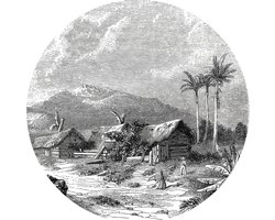 WallArt Behangcirkel - Landscape of Guadeloupe - Ø 190 cm - Cirkel Behang - Rond Behang