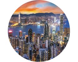 WallArt Behangcirkel Skyline by Night 190 cm