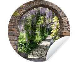 WallCircle® - Behangcirkel 140x140 cm - Muurstickers Bos - Doorkijk - Stenen - Pad - Muurcirkel woonkamer - Wandcirkel slaapkamer - Kamer decoratie zelfklevend - Muurdecoratie accessoires