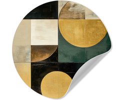 WallCircle® - Behangcirkel 30x30 cm - Muurstickers Abstract - Goud - Brons - Vormen - Geometrisch - Muurcirkel woonkamer - Wandcirkel slaapkamer - Kamer decoratie zelfklevend - Muurdecoratie accessoires
