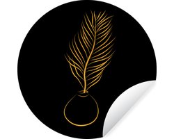 WallCircle® - Behangcirkel 30x30 cm - Muurstickers Plant - Goud - Zwart - Line art - Muurcirkel woonkamer - Wandcirkel slaapkamer - Kamer decoratie zelfklevend - Muurdecoratie accessoires