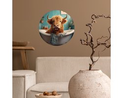 WallCircle® - Behangcirkel 30x30 cm - Muurstickers Schotse hooglander - Badkamer - Blauw - Bad - Muurcirkel woonkamer - Wandcirkel slaapkamer - Kamer decoratie zelfklevend - Muurdecoratie accessoires