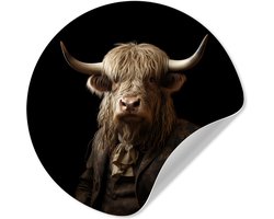 WallCircle® - Behangcirkel 30x30 cm - Muurstickers Schotse hooglander - Koe - Portret - Dier - Muurcirkel woonkamer - Wandcirkel slaapkamer - Kamer decoratie zelfklevend - Muurdecoratie accessoires