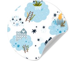 WallCircle® - Behangcirkel 80x80 cm - Muurstickers Design - Wolken - Ladder - Muurcirkel - Kinderkamer accessoires - Decoratie babykamer - Wandcirkel zelfklevend