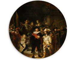 WallCircle - Kamer decoratie aesthetic - Wandcirkel - Muurcirkel Binnen - De Nachtwacht - Schilderij van Rembrandt van Rijn - Oude meesters - 60x60 cm - Wanddecoratie - Ronde Schilderijen