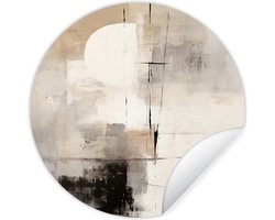 WallCircle - Muurstickers - Behangcirkel - Abstract - Kunst - Grijs - ⌀ 30 cm - Muurcirkel - Zelfklevend - Ronde Behangsticker