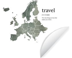 WallCircle - Muurstickers - Behangcirkel - Europa kaart - Waterverf - Quotes - ⌀ 30 cm - Muurcirkel - Zelfklevend - Ronde Behangsticker