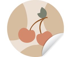 WallCircle - Muurstickers - Behangcirkel - Fruit - Kersen - Zomer - 80x80 cm - Muurcirkel - Zelfklevend - Ronde Behangsticker