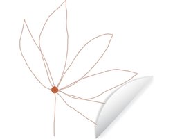 WallCircle - Muurstickers - Behangcirkel - Minimalisme - Bloemen - Line art - ⌀ 120 cm - Muurcirkel - Zelfklevend - Ronde Behangsticker XXL