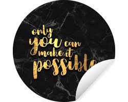 WallCircle - Muurstickers - Behangcirkel - Quote - Motivatie - Marmer - Goud - 80x80 cm - Muurcirkel - Zelfklevend - Ronde Behangsticker