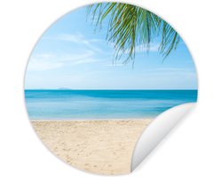 WallCircle - Muurstickers - Behangcirkel - Strand - Tropisch - Palm - 50x50 cm - Muurcirkel - Zelfklevend - Ronde Behangsticker