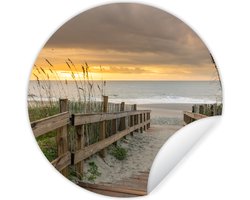 WallCircle - Muurstickers - Behangcirkel - Strand - Zee - Duin - Pad - 100x100 cm - Muurcirkel - Zelfklevend - Ronde Behangsticker XXL