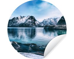 WallCircle - Muurstickers - Behangcirkel - Water - Bergen - Natuur - ⌀ 120 cm - Muurcirkel - Zelfklevend - Ronde Behangsticker XXL