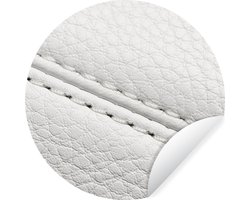WallCircle - Muurstickers - Behangcirkel - Witte lederen achtergrond - 50x50 cm - Muurcirkel - Zelfklevend - Ronde Behangsticker