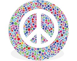 WallCircle - Wandcirkel ⌀ 120 - Flower power Peace sign - Ronde schilderijen woonkamer - Wandbord rond - Muurdecoratie cirkel - Kamer decoratie binnen - Wanddecoratie muurcirkel - Woonaccessoires XXL