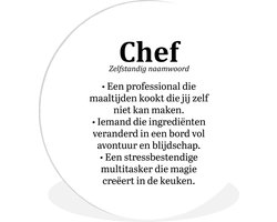 WallCircle - Wandcirkel ⌀ 120 - Kok - Definitie - Chef - Koken - Keuken - Spreuken - Woordenboek - Ronde schilderijen woonkamer - Wandbord rond - Muurdecoratie cirkel - Kamer decoratie binnen - Wanddecoratie muurcirkel - Woonaccessoires XXL