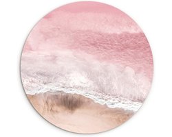 WallCircle - Wandcirkel ⌀ 120 - Zee - Strand - Roze - Natuur - Ronde schilderijen woonkamer - Wandbord rond - Muurdecoratie cirkel - Kamer decoratie binnen - Wanddecoratie muurcirkel - Woonaccessoires XXL