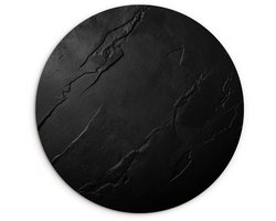 WallCircle® Wandcirkel 120x120 cm - Muurcirkel Zwart - Steen - Beton - Muurdecoratie woonkamer - Wanddecoratie slaapkamer - Kamer decoratie accessoires - Ronde schilderijen XXL