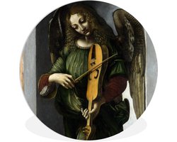 WallCircle - Wandcirkel ⌀ 140 - An angel in green with a vielle - Leonardo da Vinci - Ronde schilderijen woonkamer - Wandbord rond - Muurdecoratie cirkel - Kamer decoratie binnen - Wanddecoratie muurcirkel - Woonaccessoires