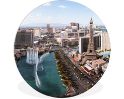 WallCircle - Wandcirkel ⌀ 140 - Bellagio fontein Las Vegas - Verenigde staten - Ronde schilderijen woonkamer - Wandbord rond - Muurdecoratie cirkel - Kamer decoratie binnen - Wanddecoratie muurcirkel - Woonaccessoires