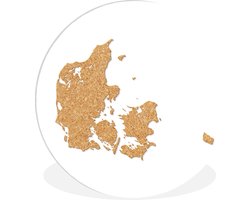 WallCircle - Wandcirkel ⌀ 140 - Een illustratie van Denemarken in een kurk textuur - Ronde schilderijen woonkamer - Wandbord rond - Muurdecoratie cirkel - Kamer decoratie binnen - Wanddecoratie muurcirkel - Woonaccessoires