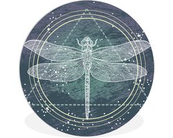 WallCircle - Wandcirkel ⌀ 140 - Een illustratie van een doorzichtige libelle - Ronde schilderijen woonkamer - Wandbord rond - Muurdecoratie cirkel - Kamer decoratie binnen - Wanddecoratie muurcirkel - Woonaccessoires
