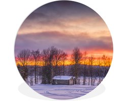 WallCircle - Wandcirkel ⌀ 140 - Schemering Laagland in Zweden - Ronde schilderijen woonkamer - Wandbord rond - Muurdecoratie cirkel - Kamer decoratie binnen - Wanddecoratie muurcirkel - Woonaccessoires