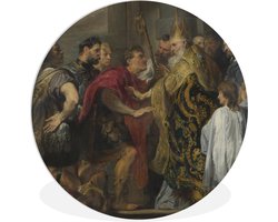 WallCircle - Wandcirkel ⌀ 140 - St. Ambrose barring Theodosius from Milan cathedral - Anthony van Dyck - Ronde schilderijen woonkamer - Wandbord rond - Muurdecoratie cirkel - Kamer decoratie binnen - Wanddecoratie muurcirkel - Woonaccessoires